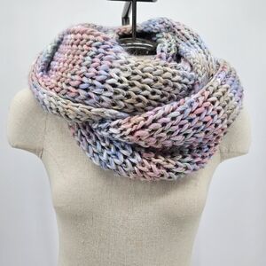 Pastel Ombre chunky Rainbow Knitted Infinity Scarf New